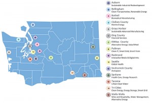 A map of Washington State's 2012 Innovation Partnership Zones