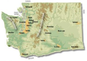 Map of Washington State geography and major cities.