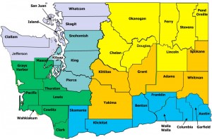 A map of Washington's 39 counties