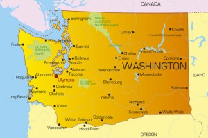 A map of Washington State showing the major cities