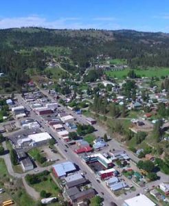 Downtown Republic, Washington in Ferry County from the air.