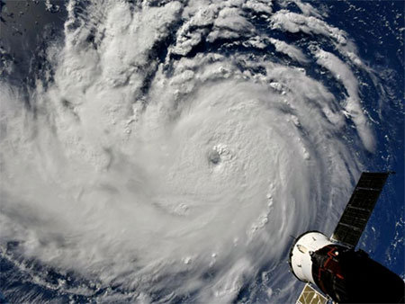 Orkaan Florence vanaf het internationale ruimtestation
