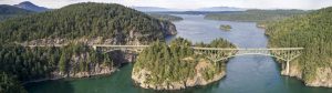 Traffic flows over the Deception Pass bridge that connects Whidbey Island to Fidalgo Island.