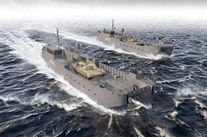An artist's rendition of the Army's new landing craft being built by Vigor shipyards in Washington State.