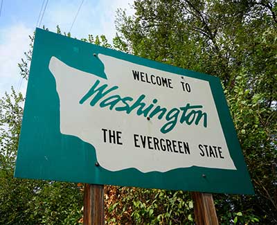 Welcome to Washington sign as you cross into the state.