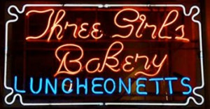 Three Girls Bakery Luncheonette sign in the Pike Place Market