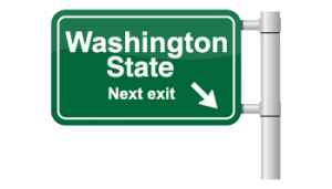An exit sign that says Washington State Next Exit