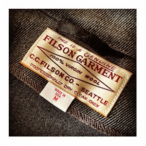 A garment tag from the CC Filson Company