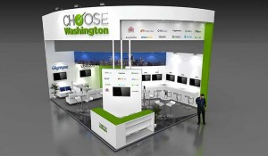 The 2016 Choose Washington booth for the Mobile World Congress trade show