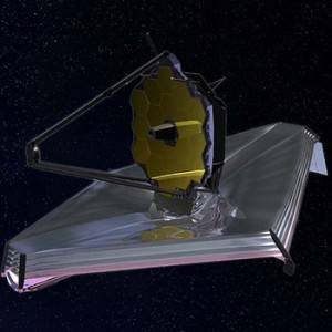 An illustration of the new Webb telescope in development