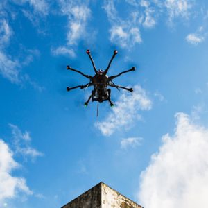 A drone takes flight during a test