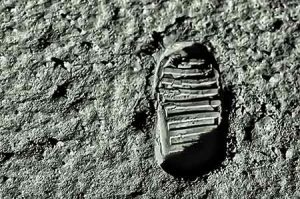 Buzz Aldrin's footprint on the moon.
