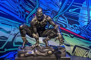 A statue of Marvel Comic's Black Panther at a recent trade show