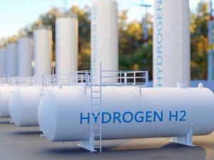 A series of tanks for hydrogen fuel storage.